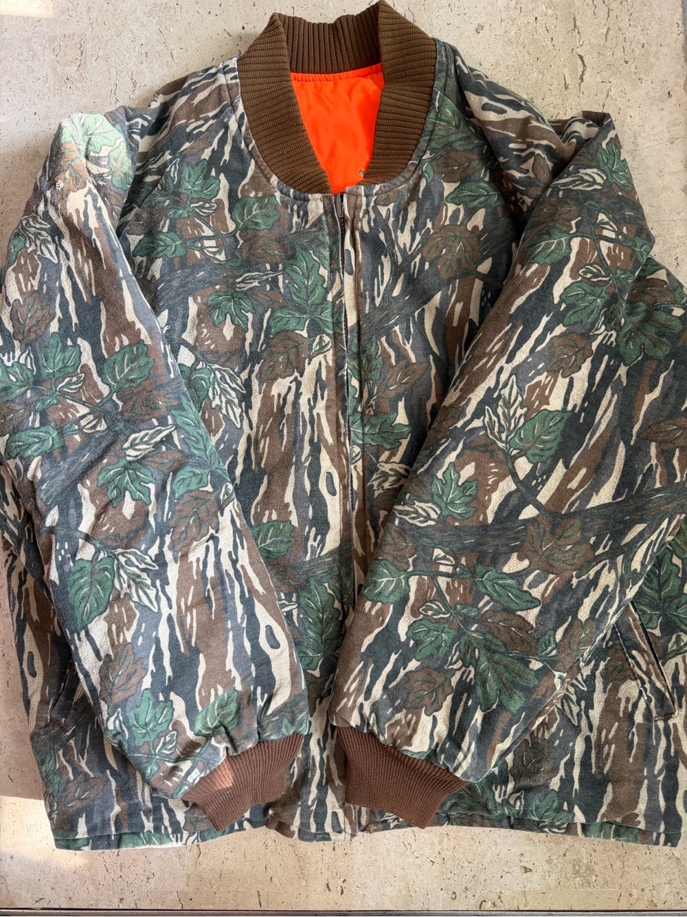 Vintage Y2K 2002 Camo/ Orange Reversible Bomber Jacket Men’s Large